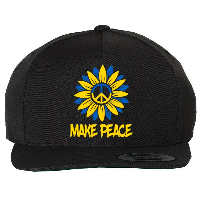 Make Peace Ukraine Strong Sunflower Wool Snapback Cap