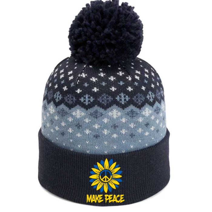 Make Peace Ukraine Strong Sunflower The Baniff Cuffed Pom Beanie