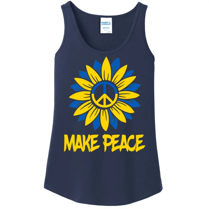 Make Peace Ukraine Strong Sunflower Ladies Essential Tank