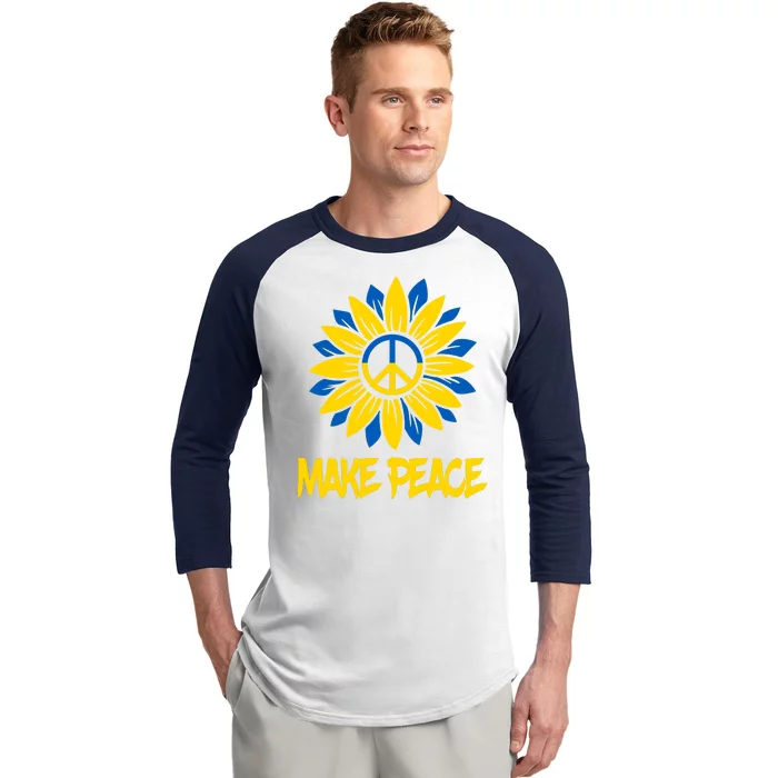 Make Peace Ukraine Strong Sunflower Baseball Sleeve Shirt