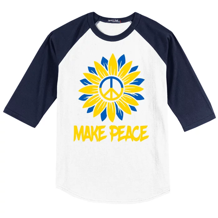 Make Peace Ukraine Strong Sunflower Baseball Sleeve Shirt