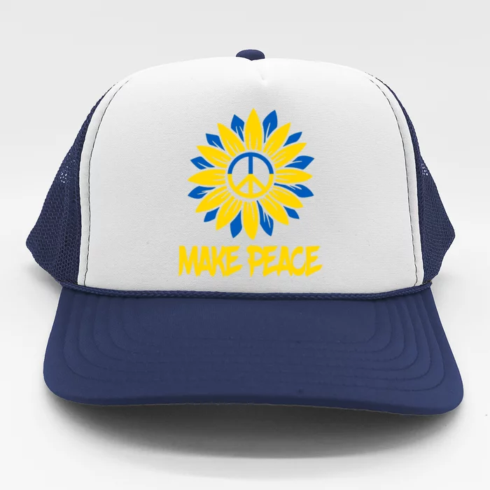 Make Peace Ukraine Strong Sunflower Trucker Hat