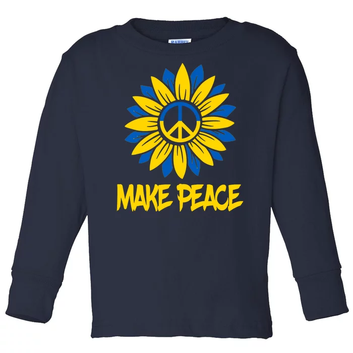 Make Peace Ukraine Strong Sunflower Toddler Long Sleeve Shirt