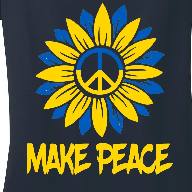 Make Peace Ukraine Strong Sunflower Women's V-Neck T-Shirt