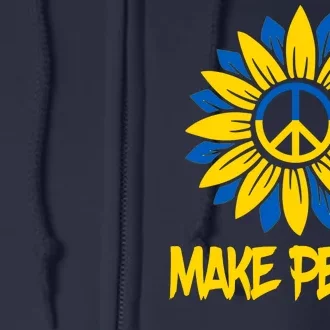 Make Peace Ukraine Strong Sunflower Full Zip Hoodie