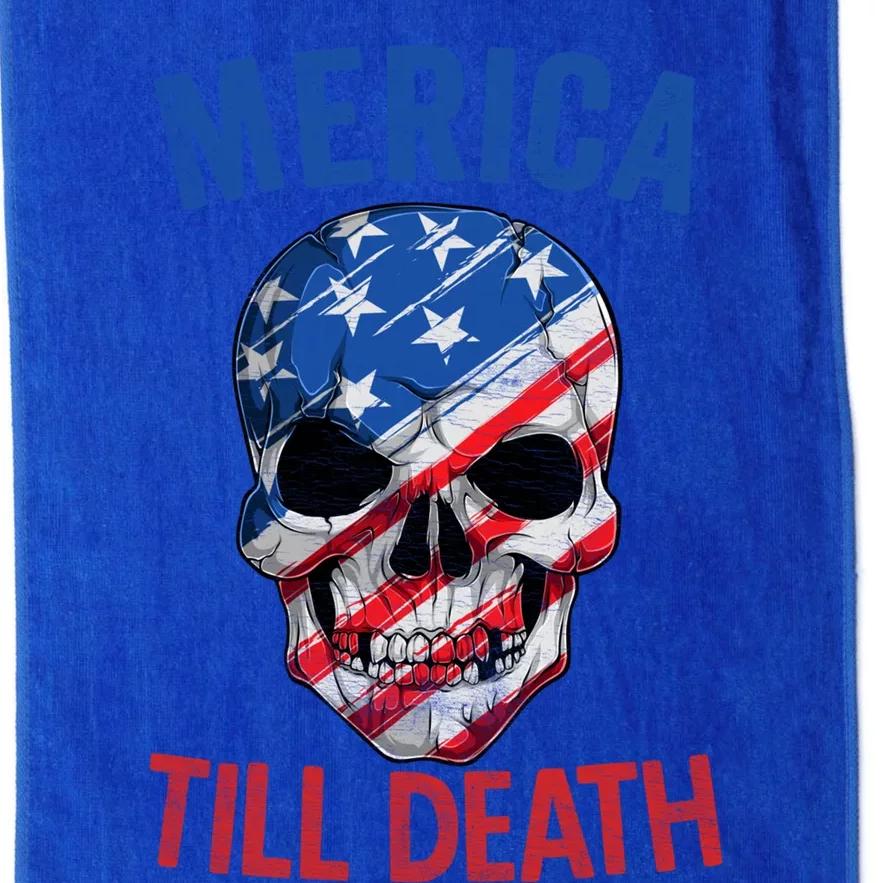 Merica Patriotic Usa Skull American Flag 4th Of July Great Gift Platinum Collection Golf Towel