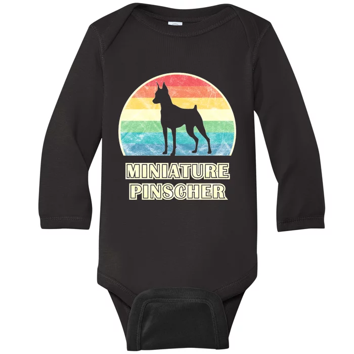 Miniature Pinscher Vintage Style Dog Sweatshirt Baby Long Sleeve Bodysuit