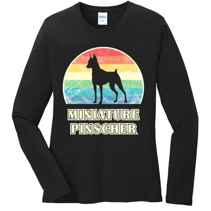 Miniature Pinscher Vintage Style Dog Sweatshirt Ladies Long Sleeve Shirt