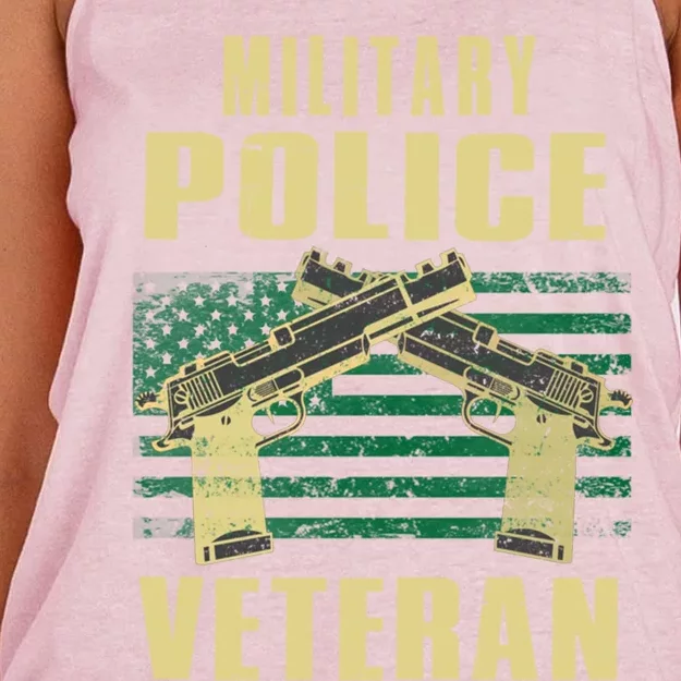 Military Police Veteran America Patriot Cop Military Veteran Great Gift Women's Knotted Racerback Tank