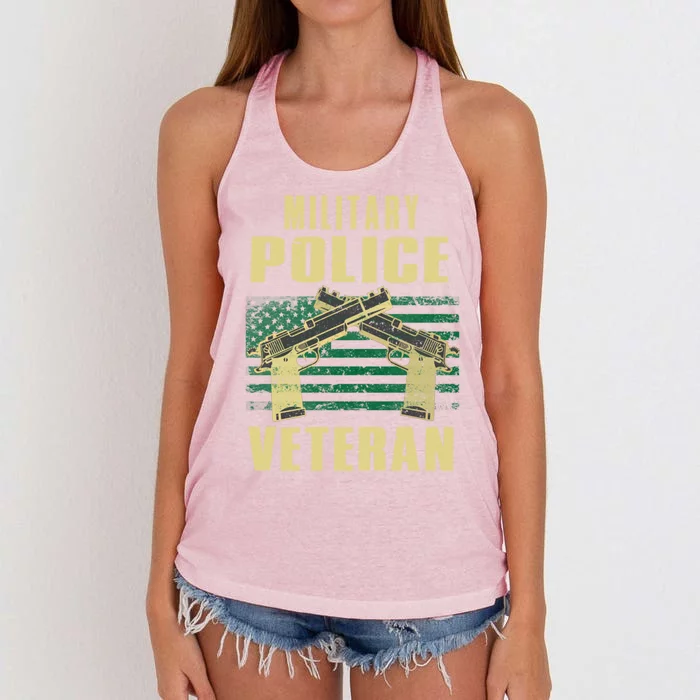 Military Police Veteran America Patriot Cop Military Veteran Great Gift Women's Knotted Racerback Tank