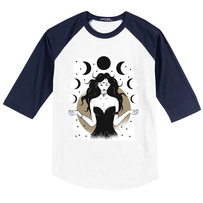 Magic Pagan Wiccan Wicca Witch Lunar Moon Goddess Gift Baseball Sleeve Shirt