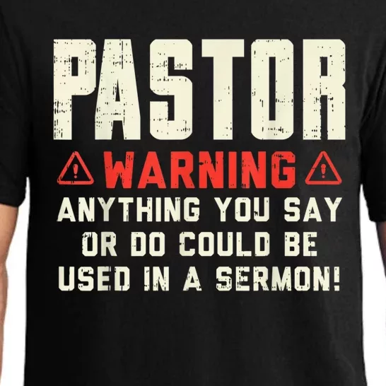 Mens Pastor Warning Sermon Funny Christian Preacher Minister Pajama Set