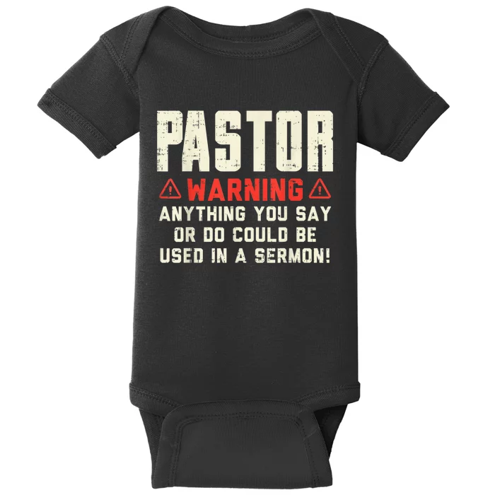 Mens Pastor Warning Sermon Funny Christian Preacher Minister Baby Bodysuit