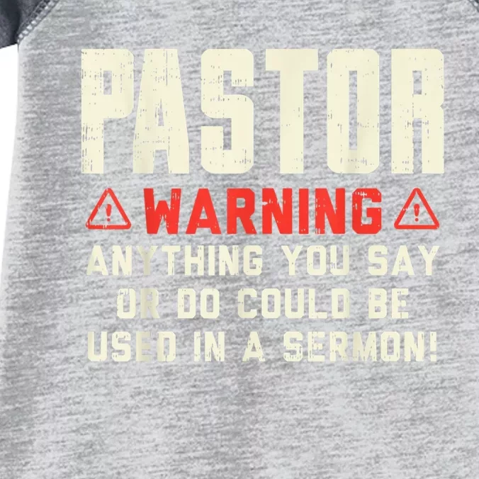 Mens Pastor Warning Sermon Funny Christian Preacher Minister Infant Baby Jersey Bodysuit