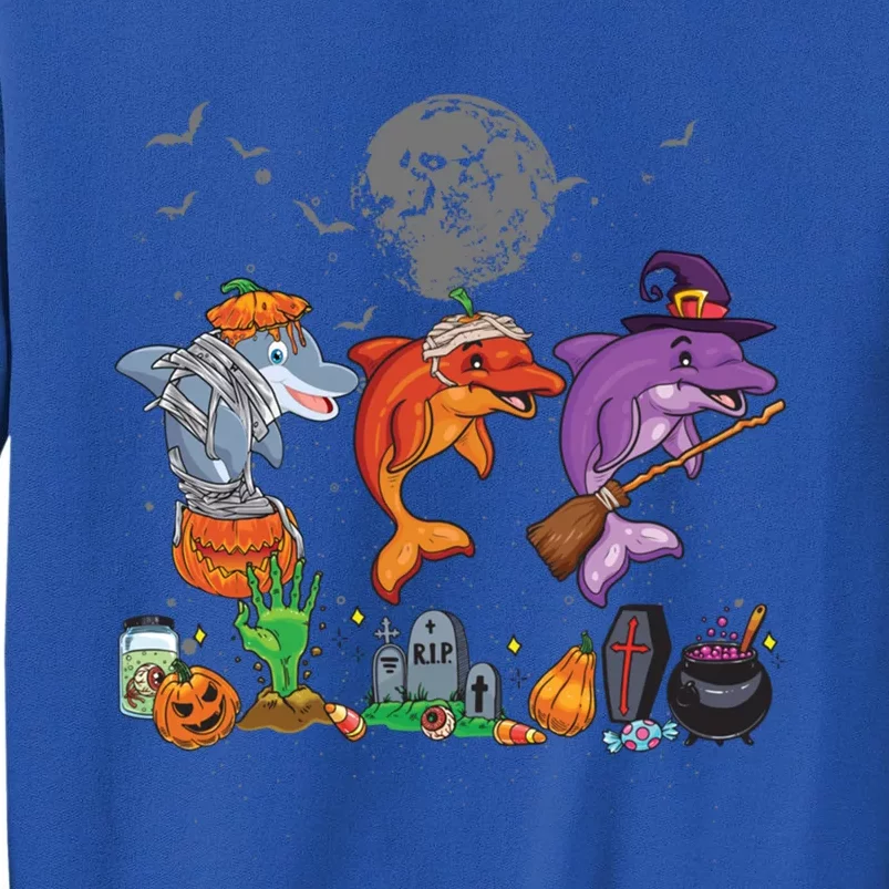 Mummy Pumpkin Witch Dolphin Halloween Costume Gift Tall Sweatshirt