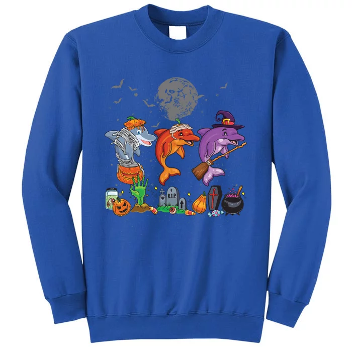 Mummy Pumpkin Witch Dolphin Halloween Costume Gift Tall Sweatshirt