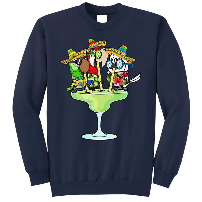 Macaw Parrots With Sombreros Cinco De Mayo Margarita Bird Tall Sweatshirt