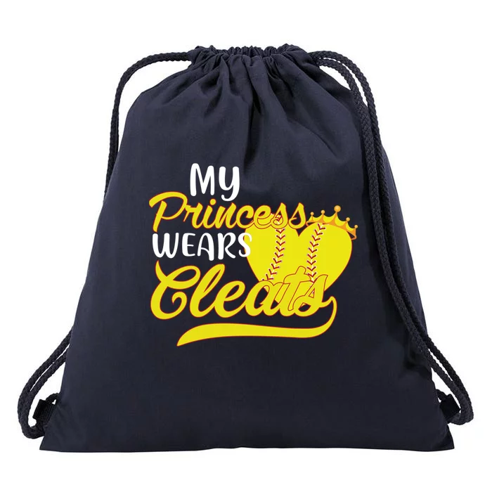 My Princess Wears Cleats Softball Dad Mom Baseball Player Great Gift Drawstring Bag