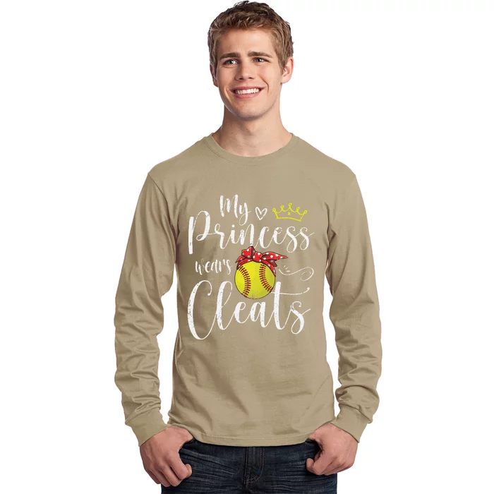 My Princess Wears Cleats Funny Baseball Softball Mothers Mom Long Sleeve Shirt