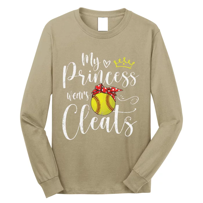 My Princess Wears Cleats Funny Baseball Softball Mothers Mom Long Sleeve Shirt