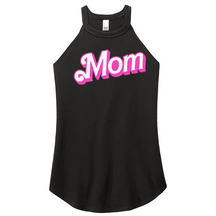 Mom Pin.K & White Overlapping Font Halloween Women’s Perfect Tri Rocker Tank