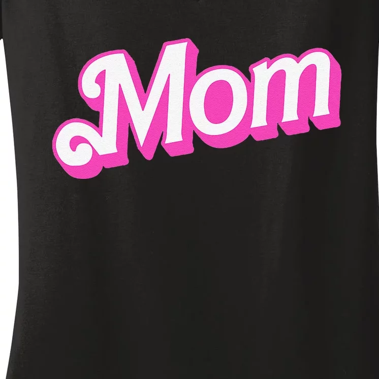 Mom Pin.K & White Overlapping Font Halloween Women's V-Neck T-Shirt