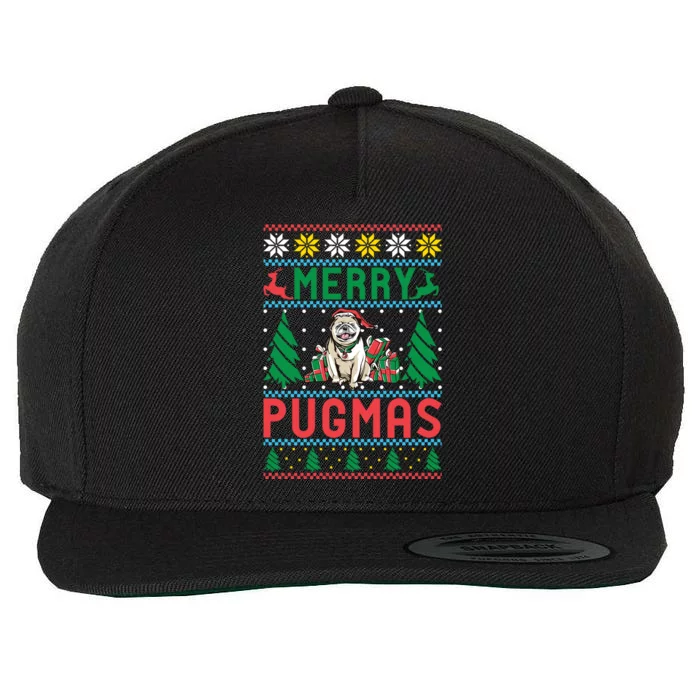 Merry Pugmas Xmas Christmas Pug Funny Gift Wool Snapback Cap