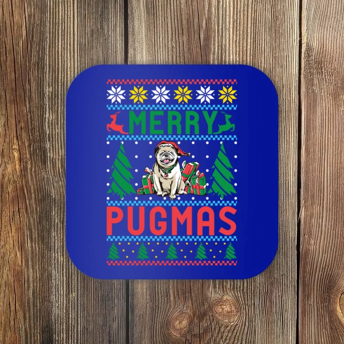 Merry Pugmas Xmas Christmas Pug Funny Gift Coaster