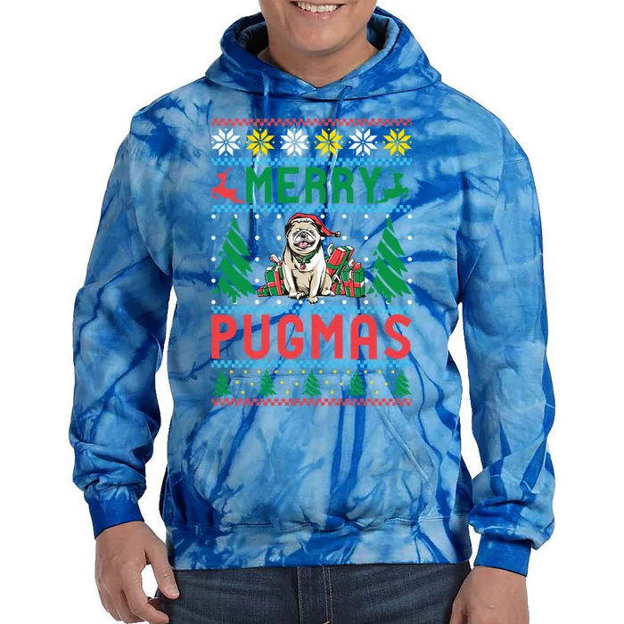 Merry Pugmas Xmas Christmas Pug Funny Gift Tie Dye Hoodie