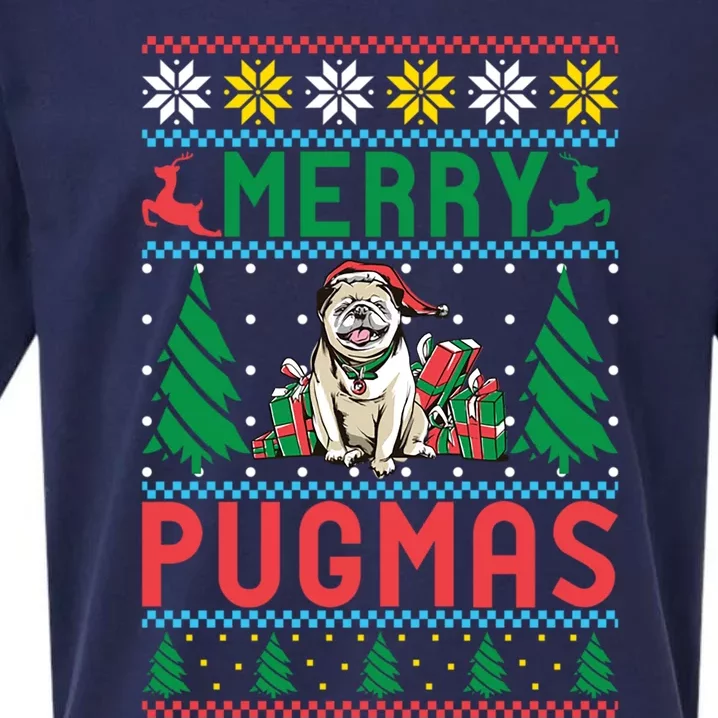 Merry Pugmas Xmas Christmas Pug Funny Gift Sueded Cloud Jersey T-Shirt