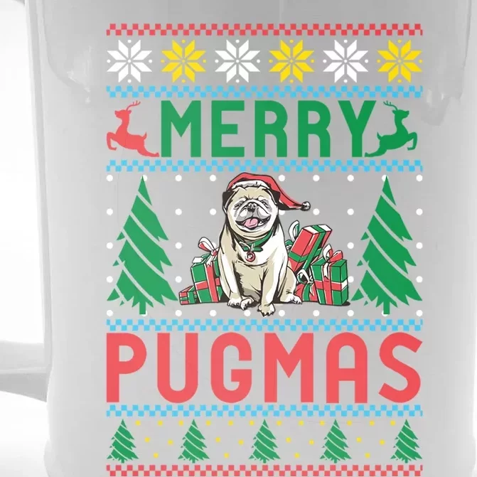 Merry Pugmas Xmas Christmas Pug Funny Gift Front & Back Beer Stein