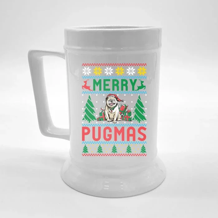 Merry Pugmas Xmas Christmas Pug Funny Gift Front & Back Beer Stein