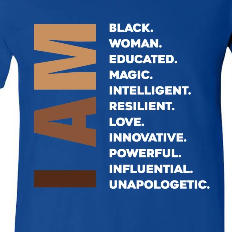 Melanin Queen Afro American Black Cool Gift V-Neck T-Shirt