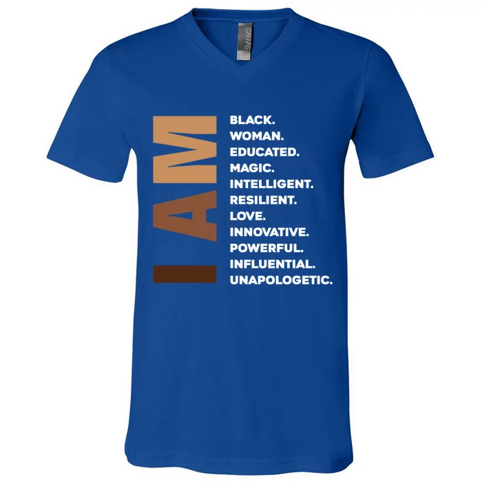 Melanin Queen Afro American Black Cool Gift V-Neck T-Shirt