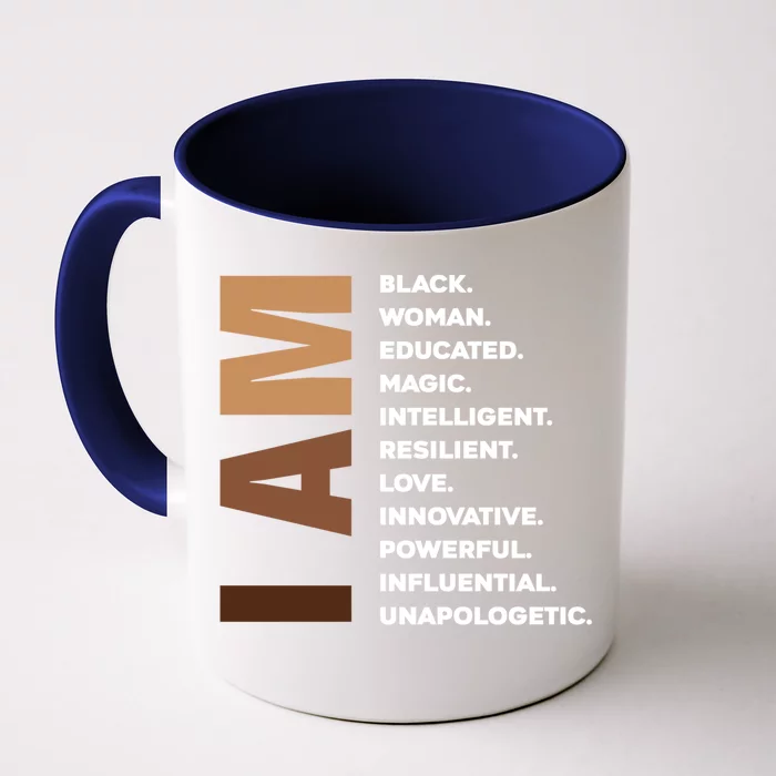 Melanin Queen Afro American Black Cool Gift Front & Back Coffee Mug