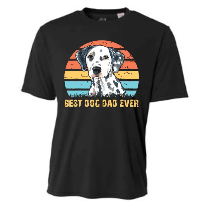 Men Quote Best Dog Dad Ever Vintage Dalmatian Lover Cooling Performance Crew T-Shirt