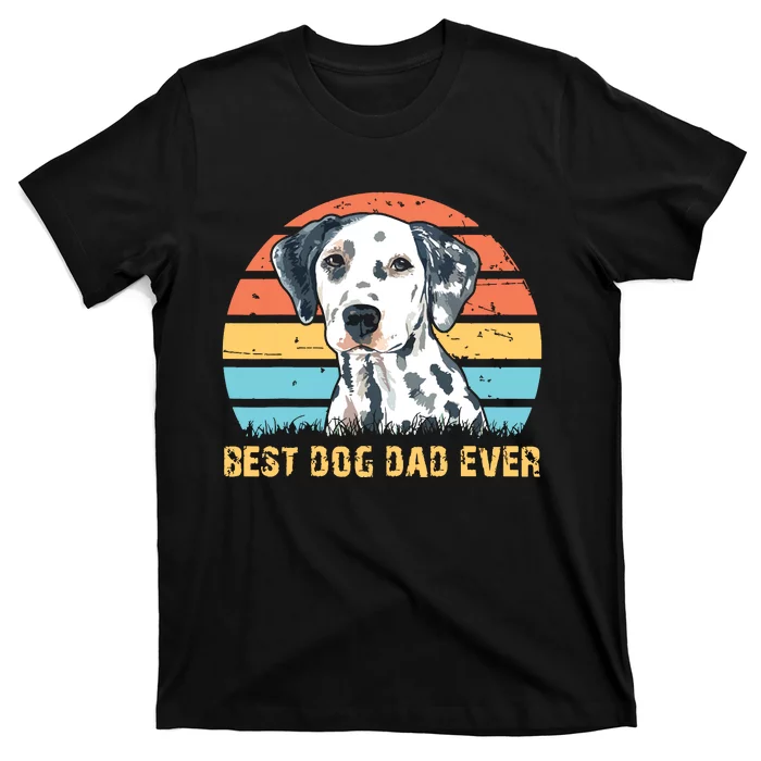 Men Quote Best Dog Dad Ever Vintage Dalmatian Lover T-Shirt