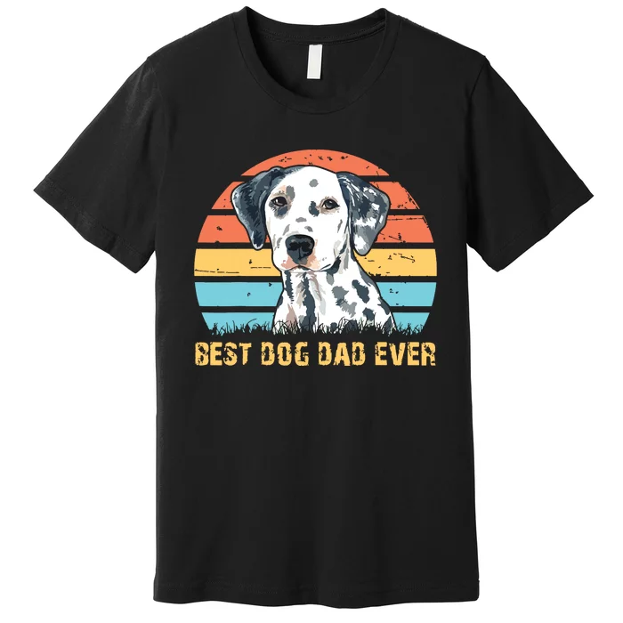 Men Quote Best Dog Dad Ever Vintage Dalmatian Lover Premium T-Shirt