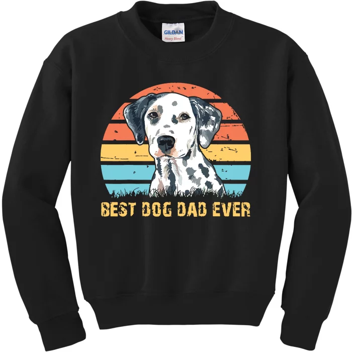 Men Quote Best Dog Dad Ever Vintage Dalmatian Lover Kids Sweatshirt