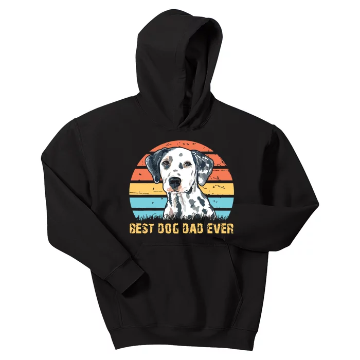 Men Quote Best Dog Dad Ever Vintage Dalmatian Lover Kids Hoodie