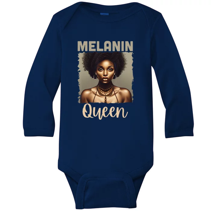 Melanin Queen Bhm African American Baby Long Sleeve Bodysuit