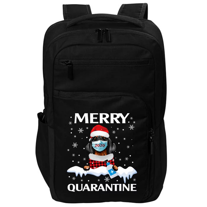 Merry Quarantine Christmas 2020 Dachshund Mask Family Gift Impact Tech Backpack