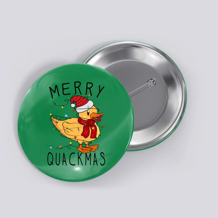 Merry Quackmas Duck Funny Christmas Lights Gift Xmas Holiday Button