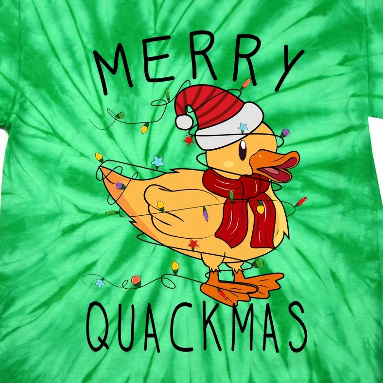 Merry Quackmas Duck Funny Christmas Lights Gift Xmas Holiday Tie-Dye T-Shirt