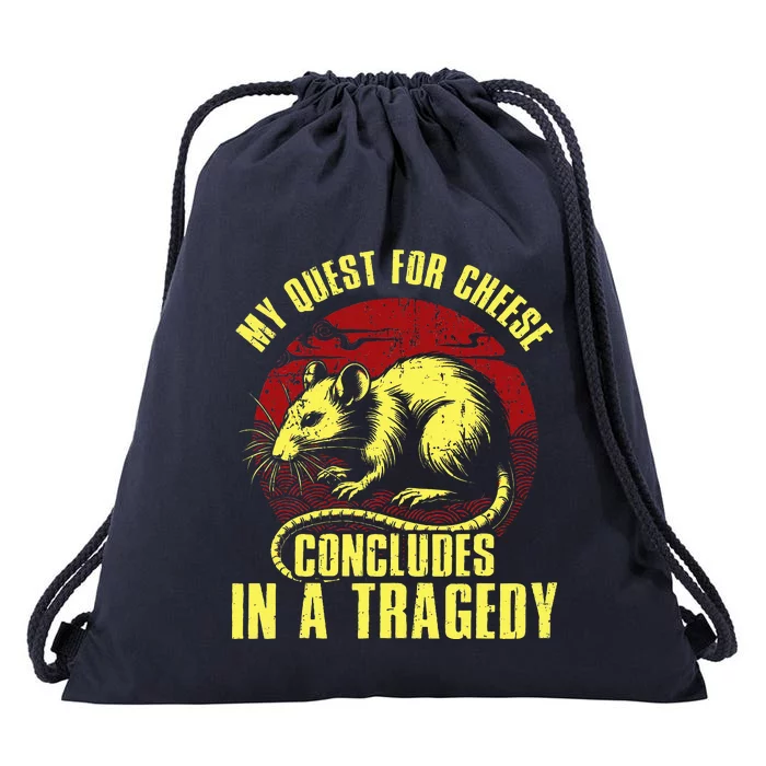 My Quest For Cheese Concludes In A Tragedy Rat Drawstring Bag