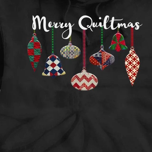 Merry Quiltmas Funny Christmas Quilt Ornament Sewing Gift Tie Dye Hoodie