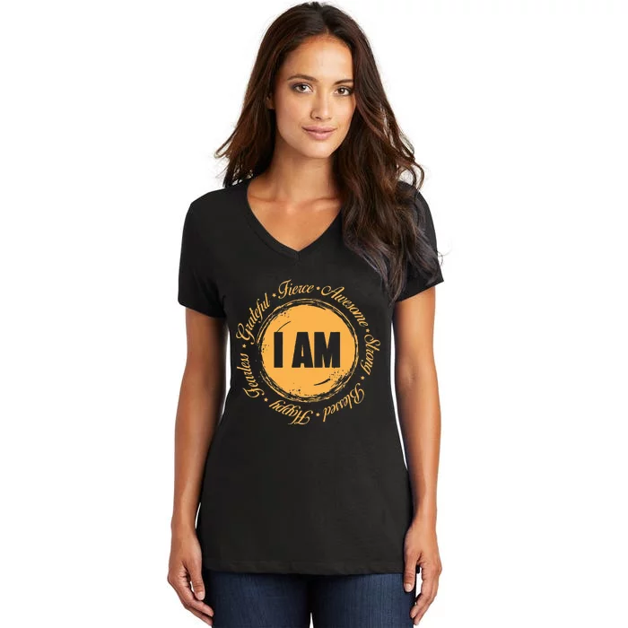 Motivational Quote Inspiration Positive Saying Life Slogan Women's V-Neck T-Shirt