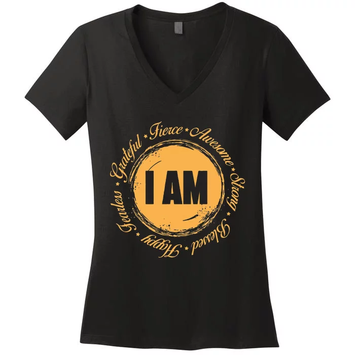 Motivational Quote Inspiration Positive Saying Life Slogan Women's V-Neck T-Shirt