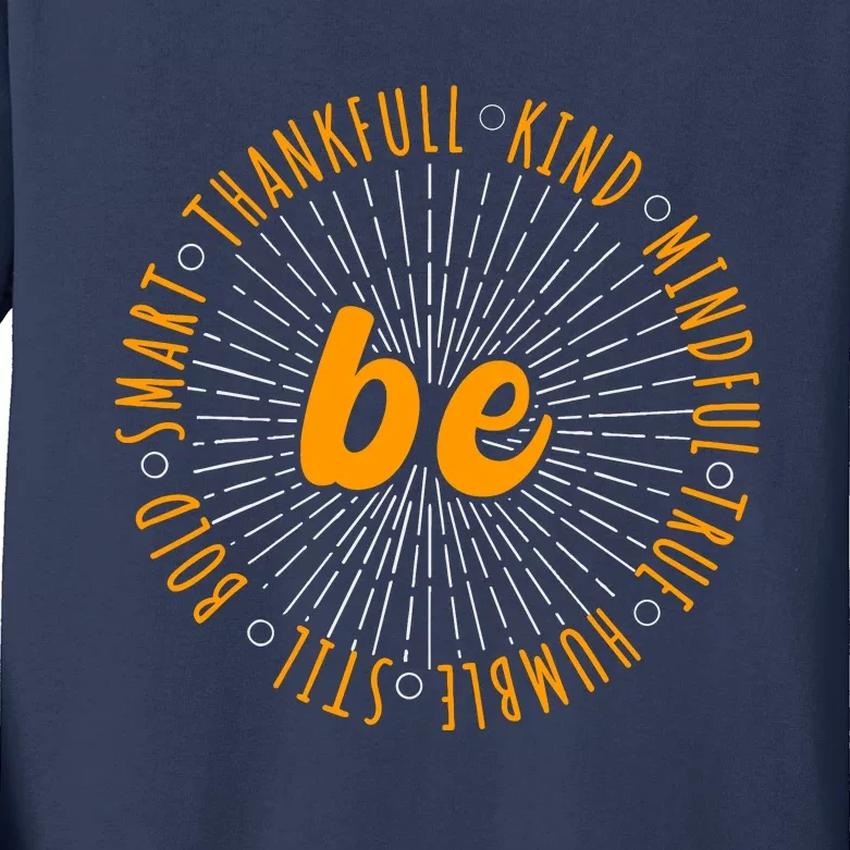 Motivational Quote Positive Saying Life Slogan Orange Kids Long Sleeve Shirt