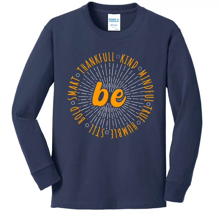 Motivational Quote Positive Saying Life Slogan Orange Kids Long Sleeve Shirt